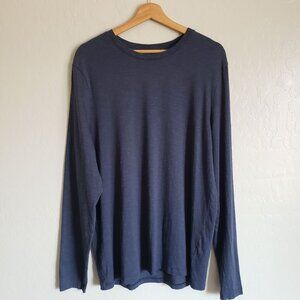 Toad & Co Tempo Long Sleeve Crew Neck T-Shirt Blue Men's L Tencel Organic Cotton